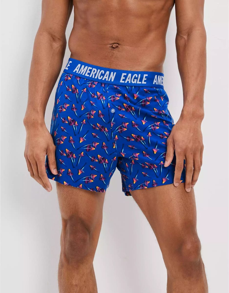 Shorts De Bain American Eagle AEO Mushroom Ultra Soft Bleu Foncé Homme | MAU-74065124